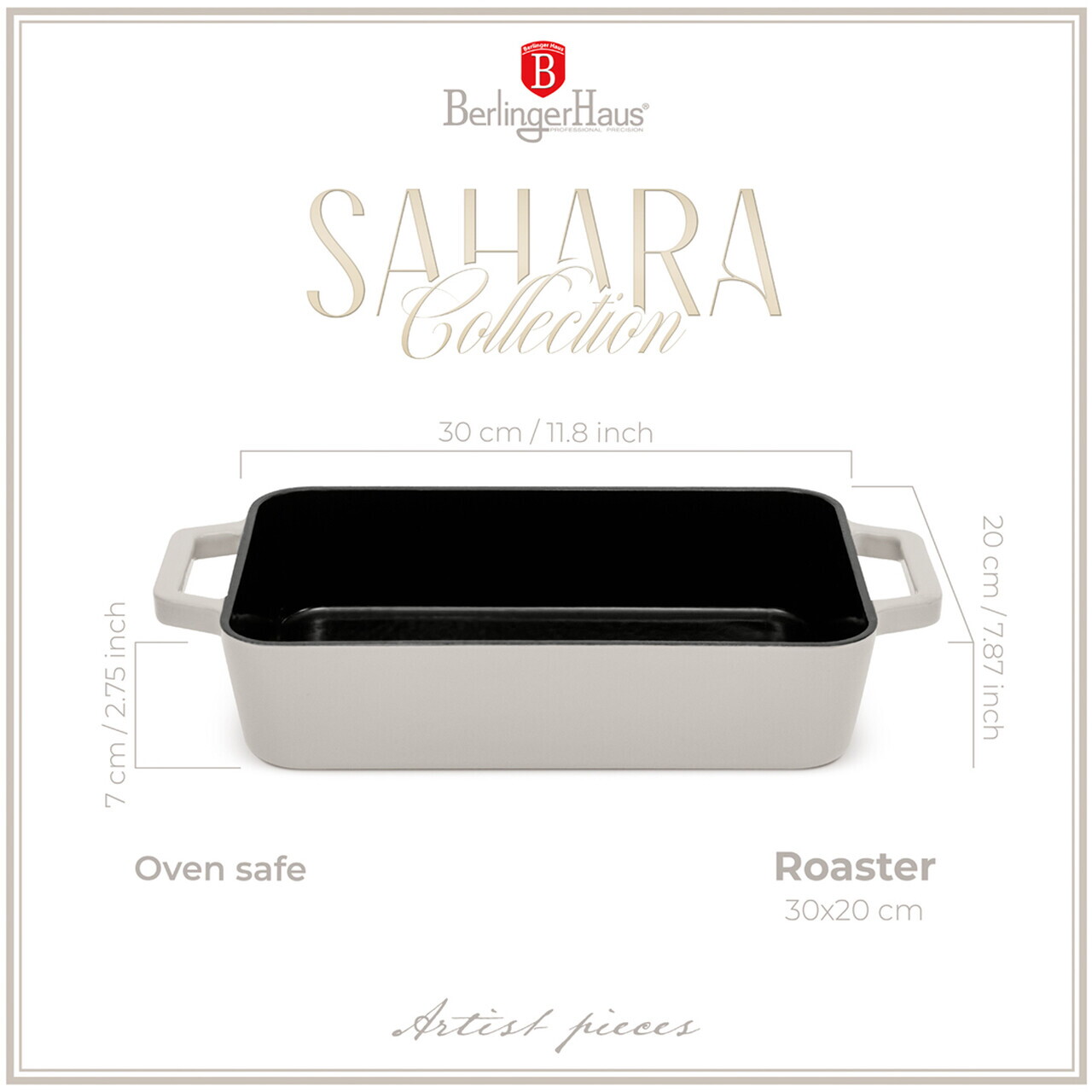 Tava de copt Berlinger Haus, Sahara, 30x20 cm, 3 L, fonta, crem - imagine 10