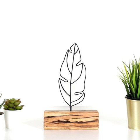 Decoratiune, feather mini, 17x30x3.5 cm, metal, negru