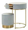 Masa de toaleta cu taburet / masuta dressing Vellit, Mauro Ferretti, 52x70 cm, lemn de pin/MDF/metal, albastru deschis