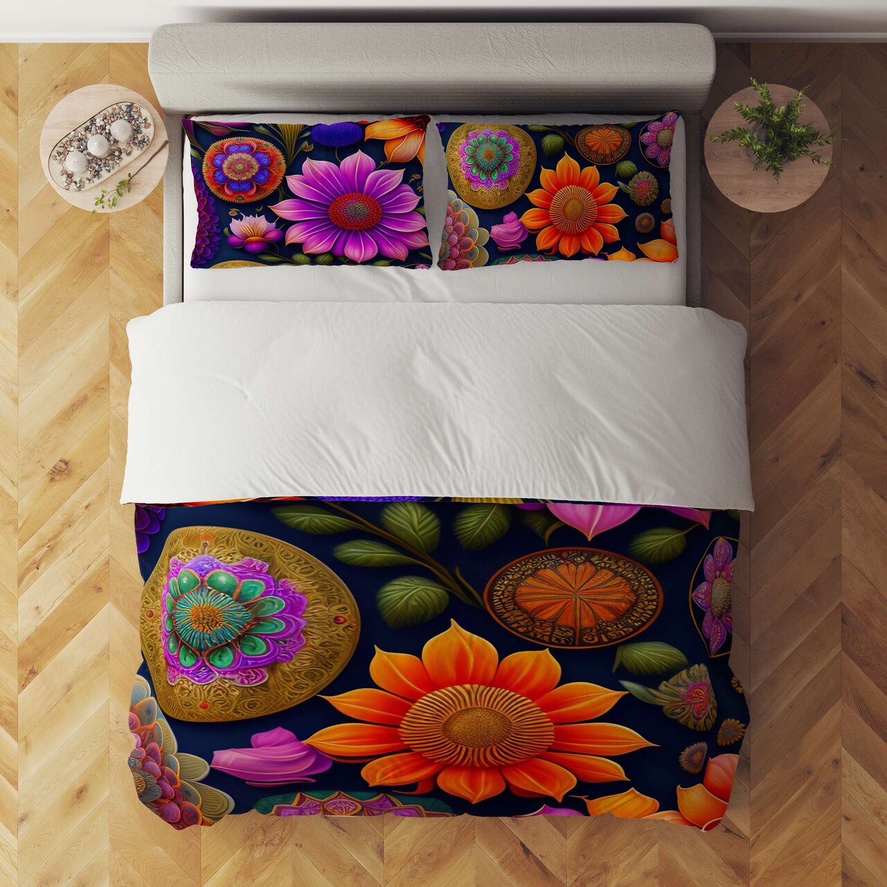 Set husă de pilotă dublă (FR), L'essentiel Maison, FLW_DVT25-11, Multicolor - view 2