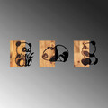Decoratiune de perete, Pandas, 50% lemn/50% metal, No 1: 23 x 3 x 25 cm, Nuc negru
