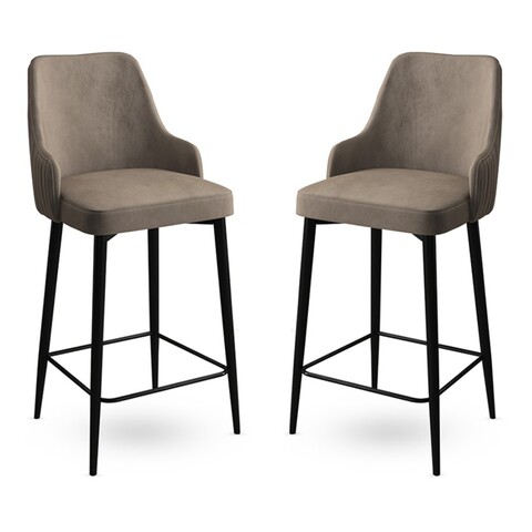Set scaun de bar (2 bucăți), Charlotte, Enox, Metal, Cappuccino / Negru
