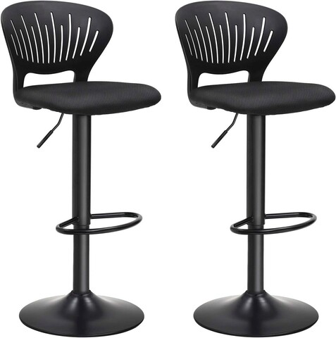 Set 2 scaune de bar, Vasagle, 40 x 42 x 85-107 cm, inaltime reglabila, rotire 360°, otel/mesh, negru mezoni.ro