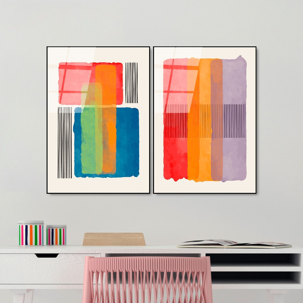 Tablou decorativ (2 Pieces), UV-948, Dimensiune: 45 x 65 cm (2 bucăți), Multicolor - view 3