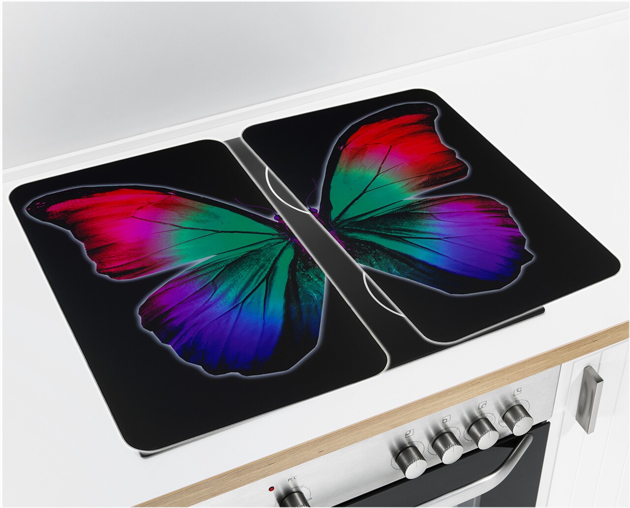 Set 2 protectii universale pentru aragaz, Maximex, Butterfly, sticla termorezistenta, 30 x 52 cm, multicolor - 1 | YEO