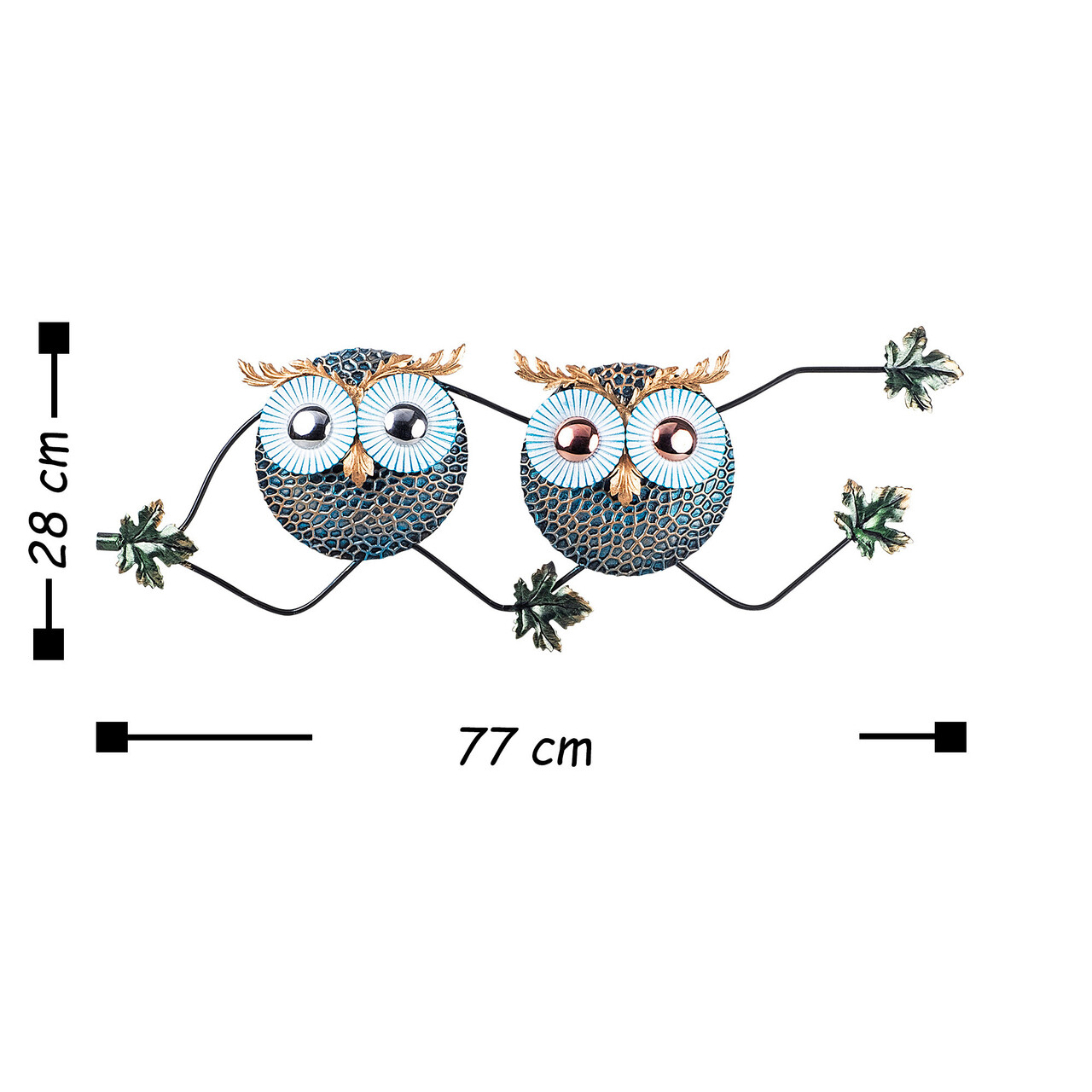 Decoratiune de perete, Owl 3, Metal, Dimensiune: 77 x 28 cm, Multicolor