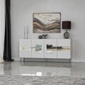Consola, Neostill, Paris, 180x80x40 cm, PAL, Alb / Argintiu