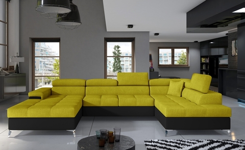 Coltar extensibil dreapta 5 locuri ELTAP, Edr-46, Eduardo, 337x205x88 cm, lemn/poliester, galben/negru