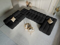 Coltar panoramic modular stanga 7 locuri, Bellis-51, Micadoni Home, 376x282x70 cm, catifea, negru