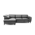 Coltar extensibil stanga 4 locuri ELTAP, LT-06LO, Noble, 255x201x100 cm, lemn/poliester, gri inchis