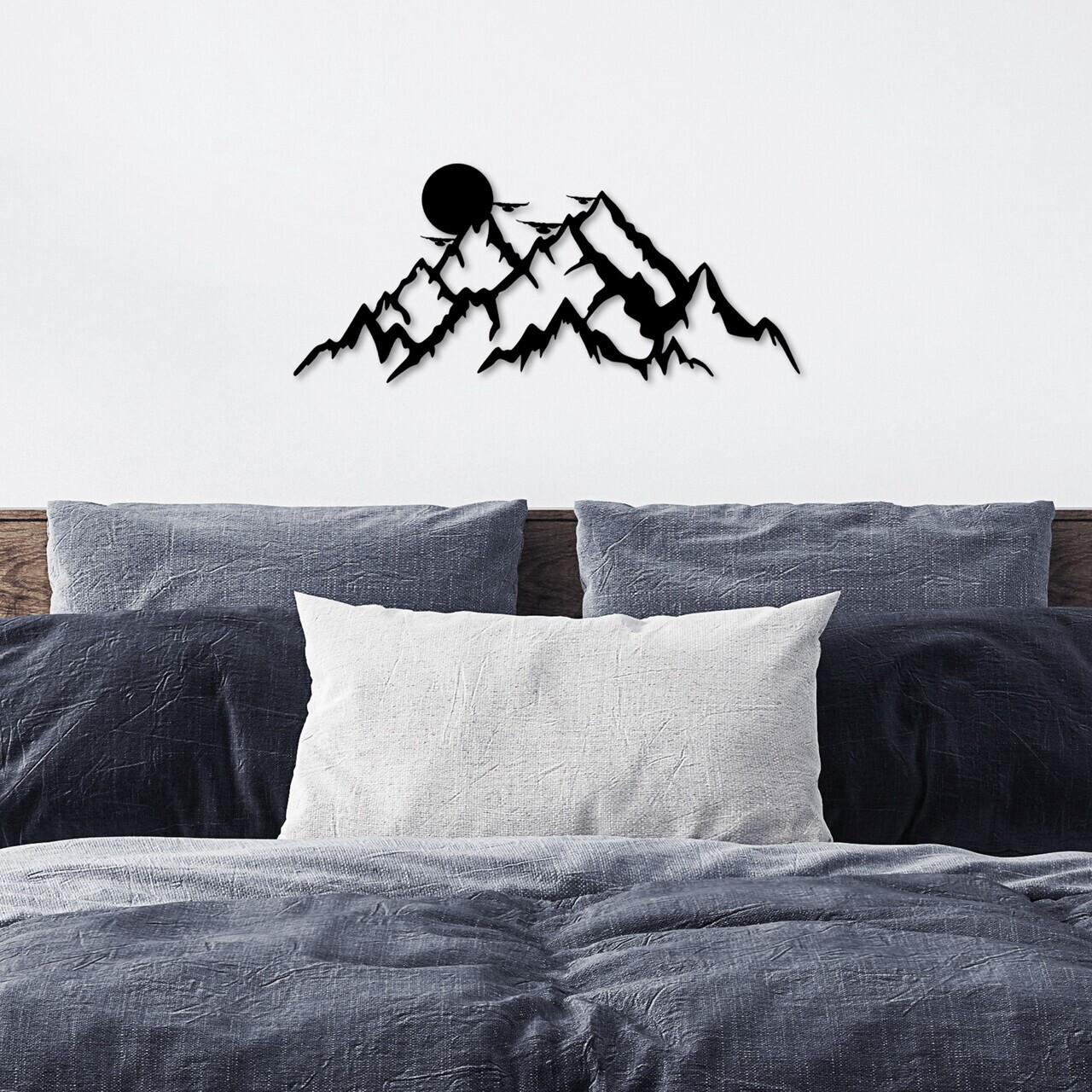 Decoratiune de perete, Full Mount And Mountain, Dimensiuni: 59 x 25 cm, Negru — imaginea 2