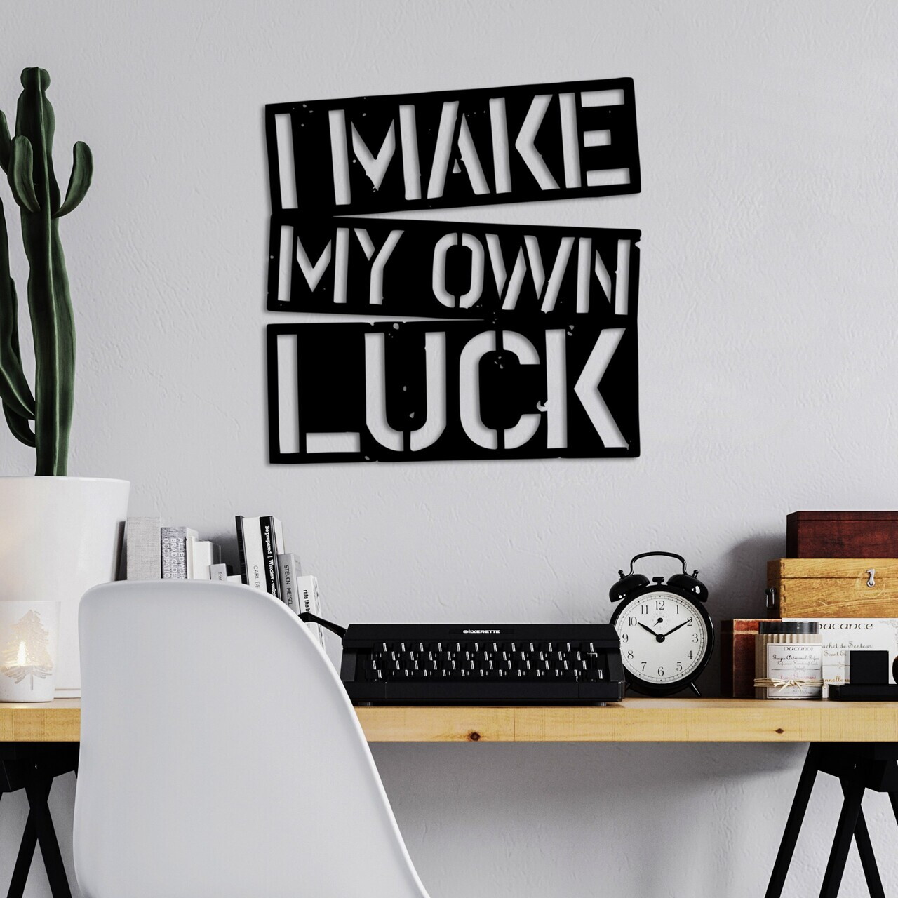 Decoratiune de perete, I Make My Own Luck, Dimensiune: 50 x 50 cm , Negru — imaginea 3