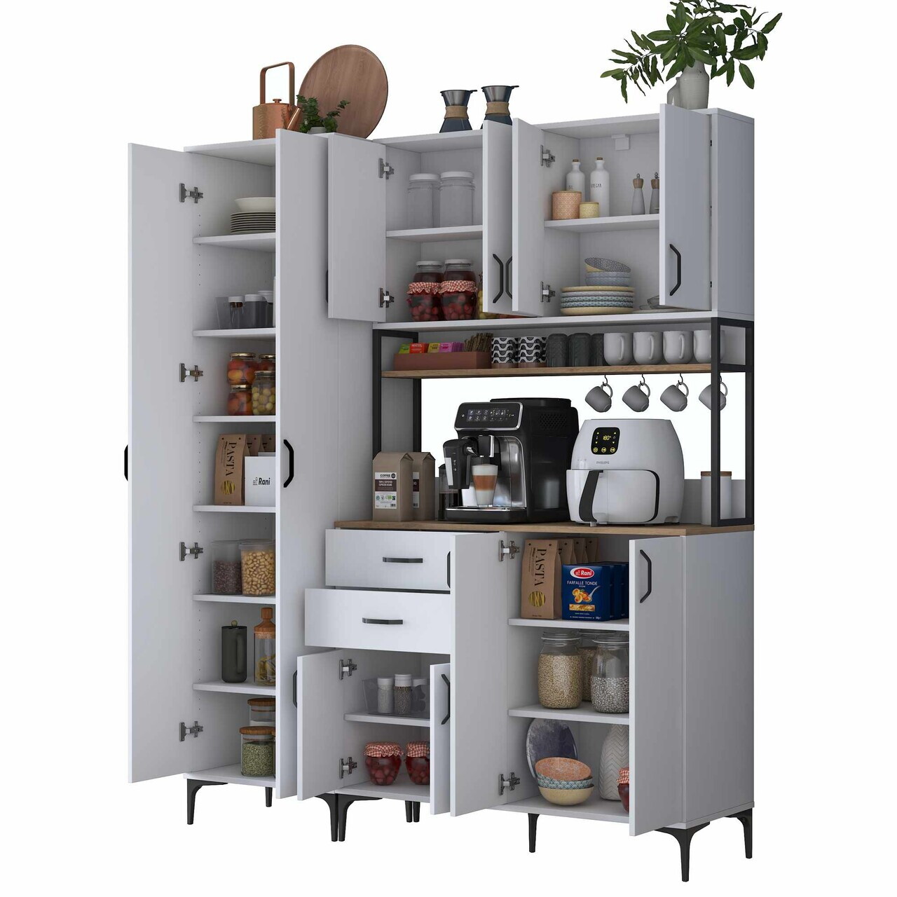 Dulap multifunctional, Hanah Home, JE267, 180x218.6x45 cm, Alb/Maro — imaginea 10