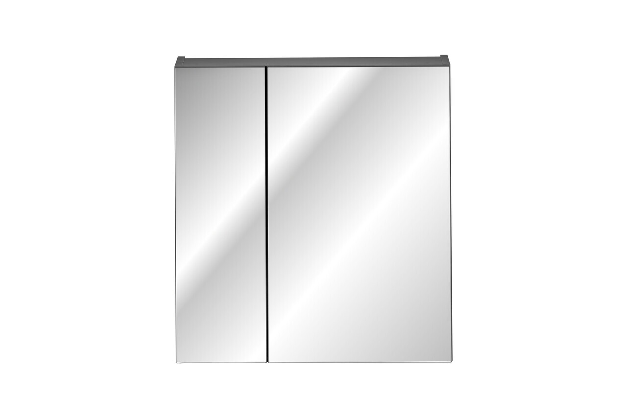 Cabinet cu oglinda si 2 usi, Santa Fe Black, Comad, 60x17x65 cm, PAL laminat, negru mat — imaginea 4