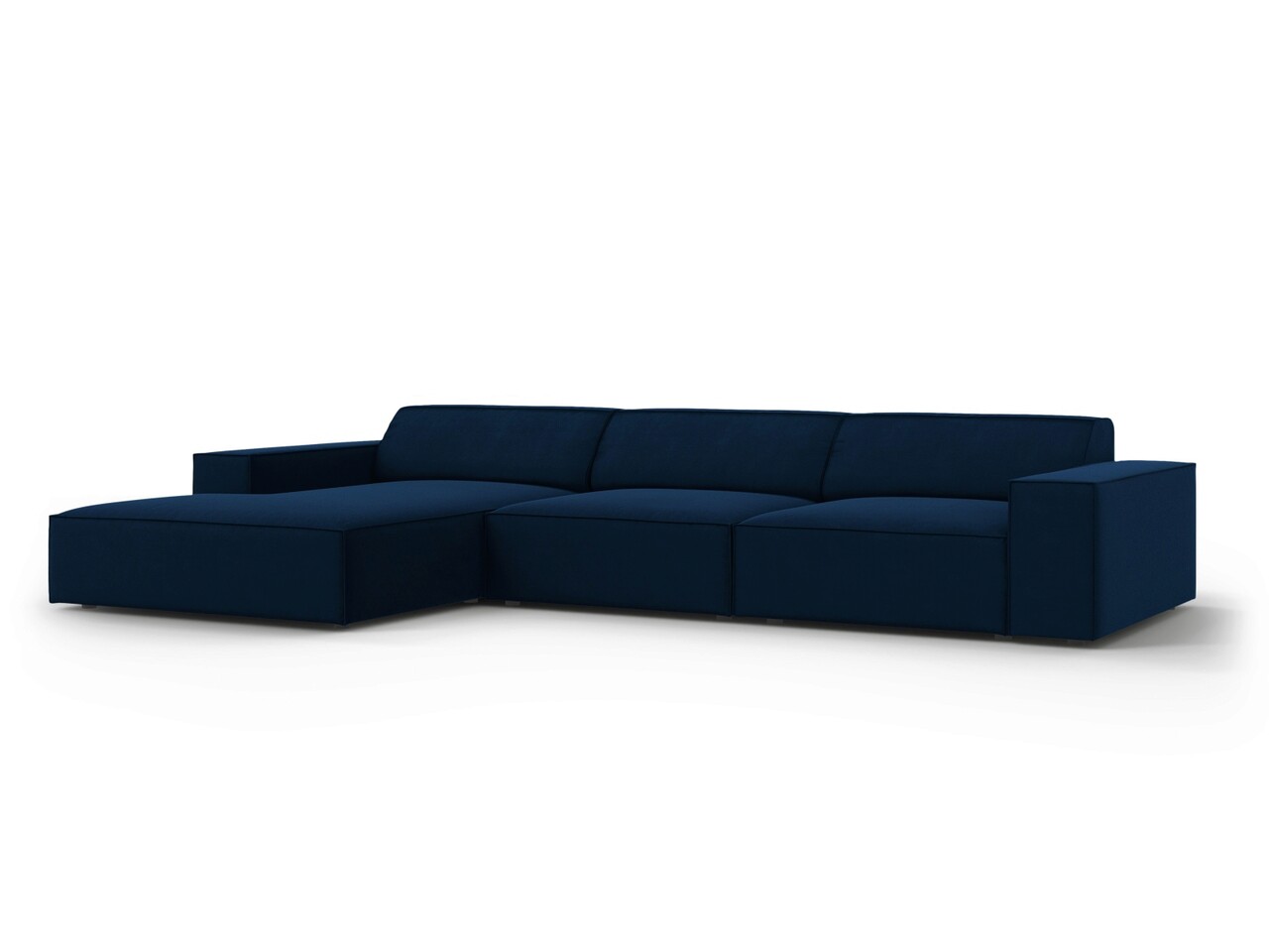Coltar stanga 4 locuri, Jodie, Micadoni Home, BL, 284x166x70 cm, catifea, albastru regal - 1 | YEO