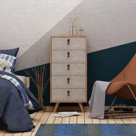Dulap, mod design, spanze, 50x103x40 cm, stejar / alb