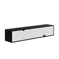 Comoda TV, Decortie, Spark, 180 x 35 x 35.6 cm, pal melaminat, alb/negru