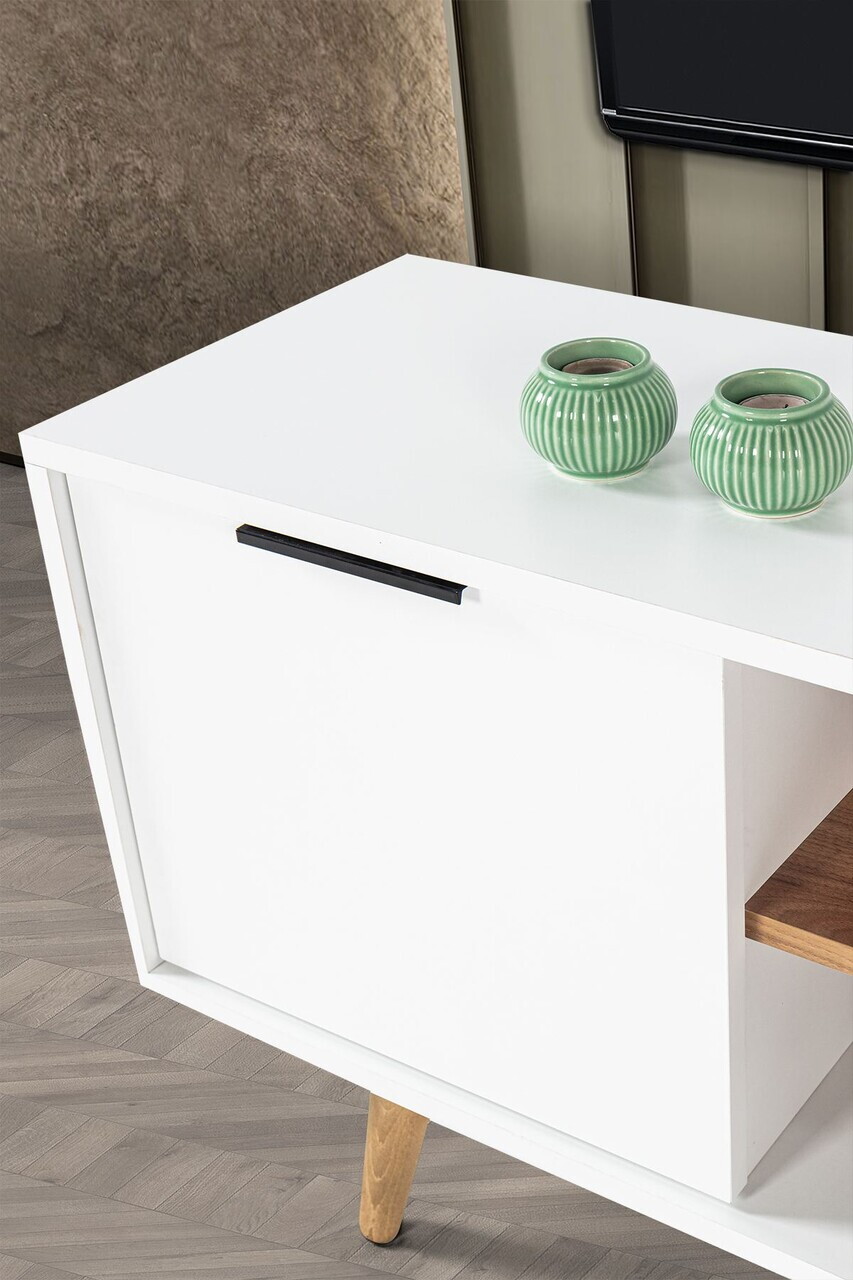 Comoda TV, Hanah Home, Sina 3618, 160x59x35 cm, PAL, Alb/Maro — imaginea 6