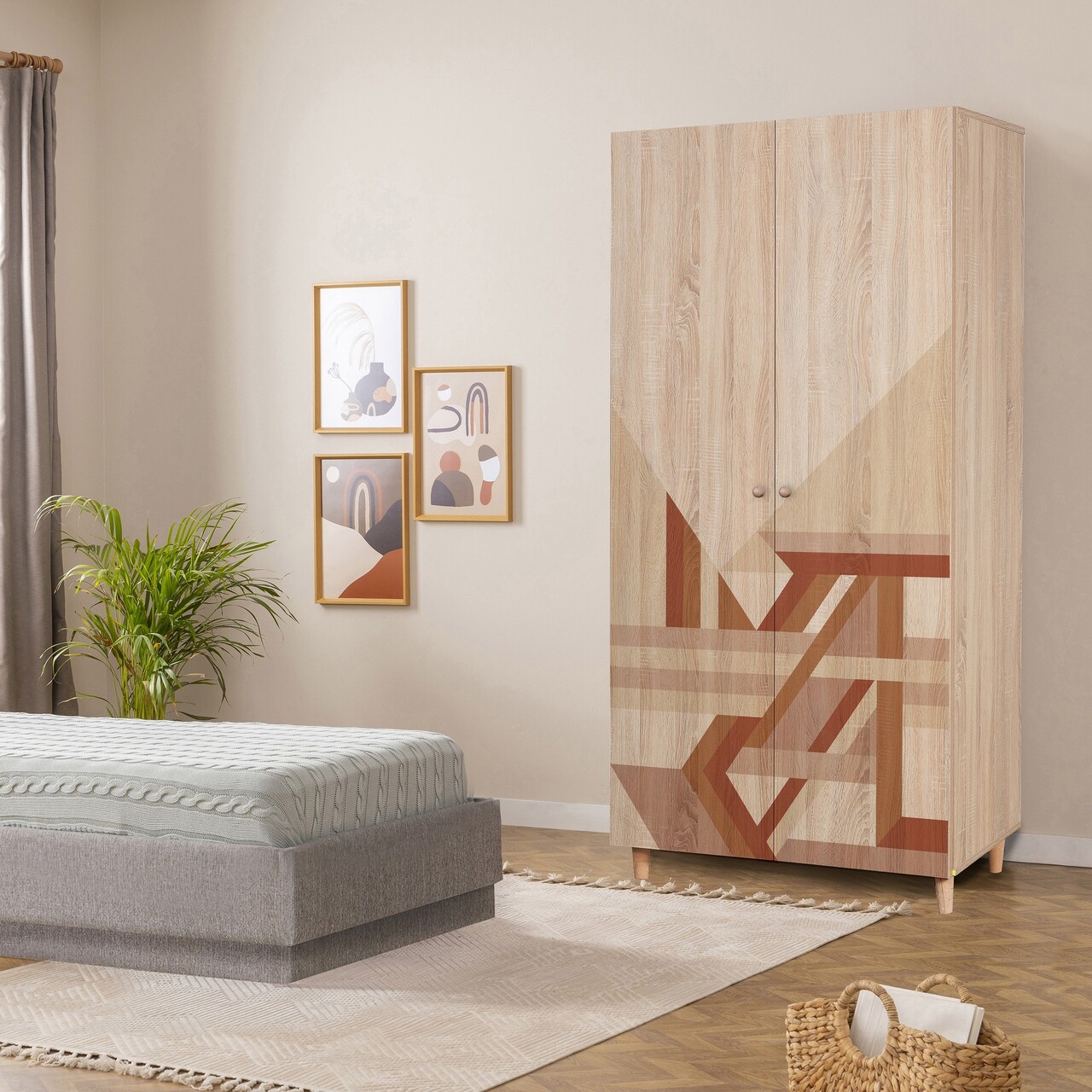 Dulap pentru haine, Vella, Lidya 2 -910, 90x192x52 cm, PAL, Sonomo
