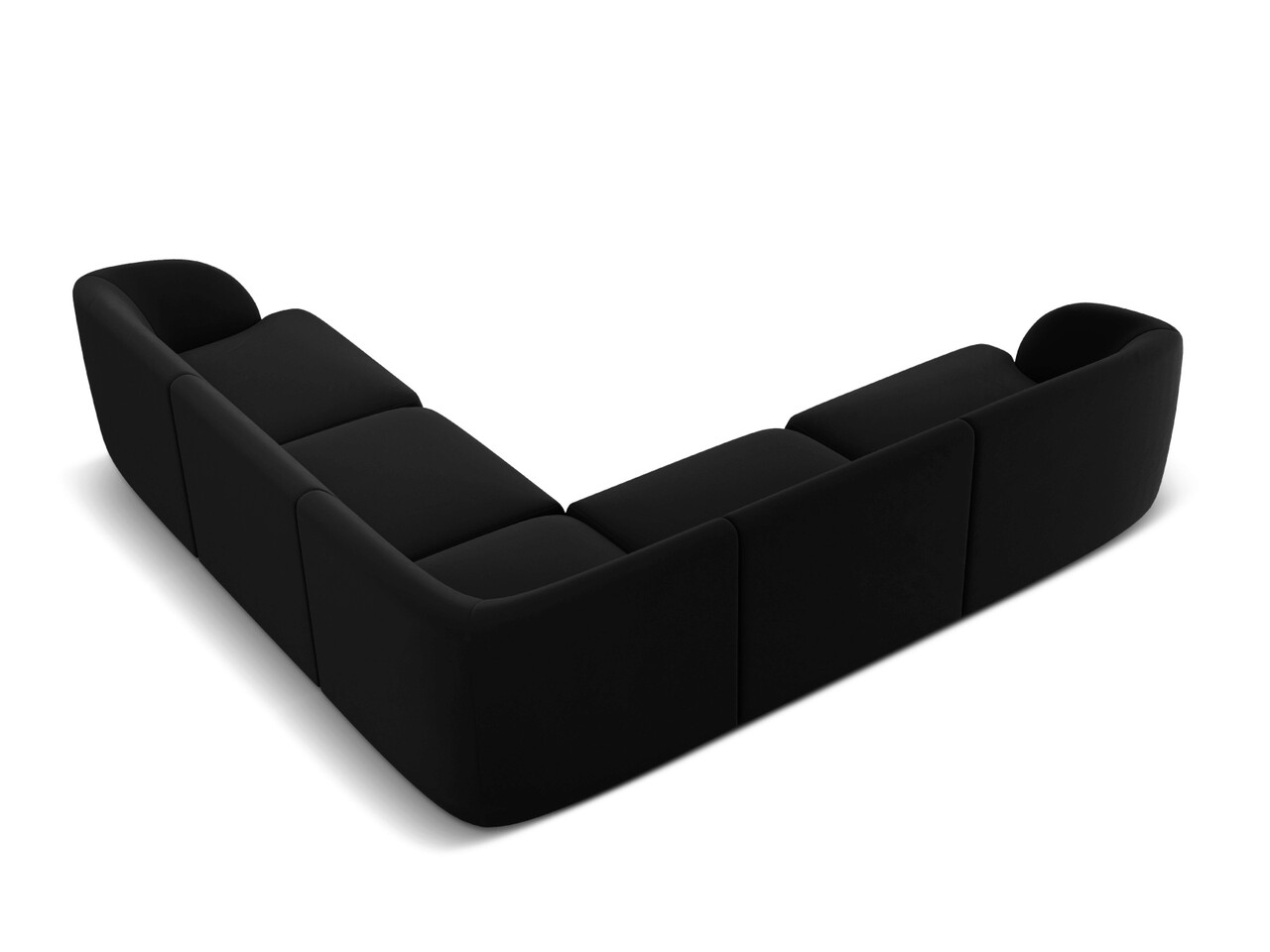 Coltar simetric 5 locuri, Miley, Micadoni Home, BL, 252x252x74 cm, catifea, negru - 1 | YEO
