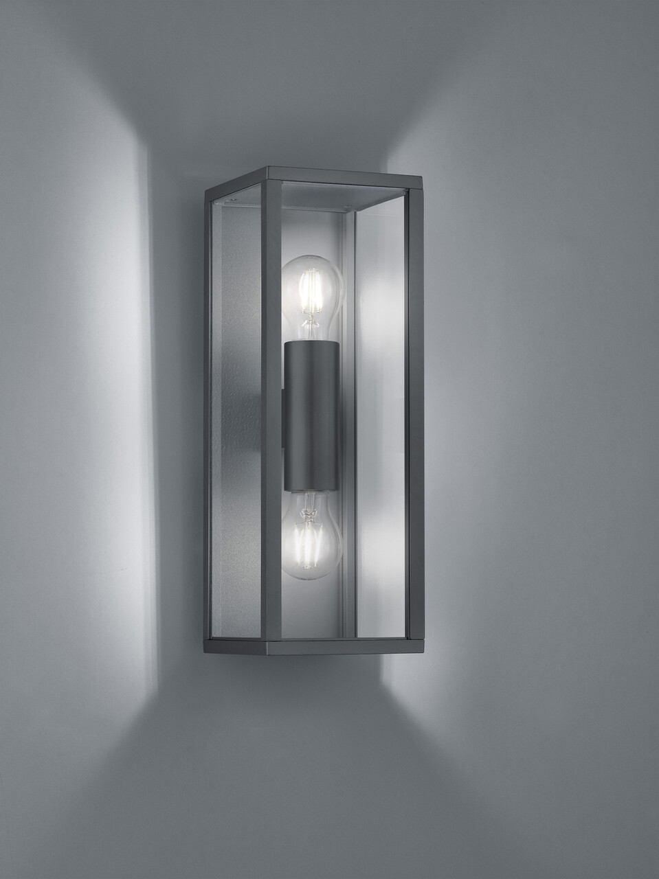 Aplica de perete pentru exterior Garonne, TRIO, 14x13.5x38 cm, 10W, 2x E27, aluminiu, antracit
