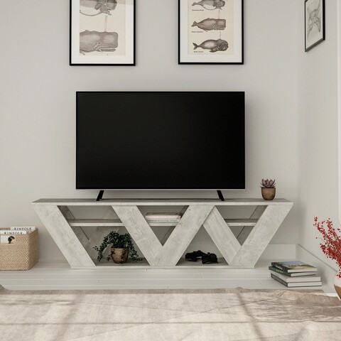 Comoda tv, decortie, ralla, 158x40x30 cm, alb