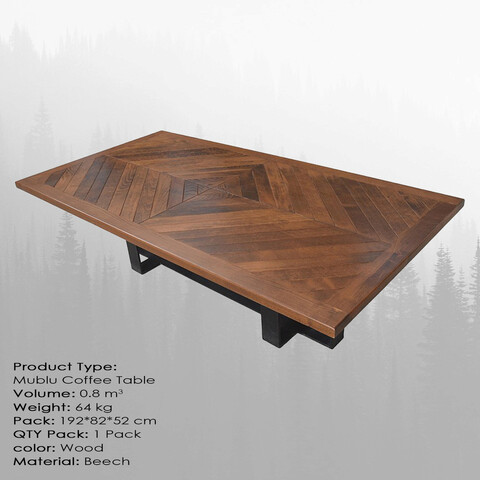 Masuta de cafea, Massive Design, Mublu Large, 190x50x80 cm, Nuc Massive Design
