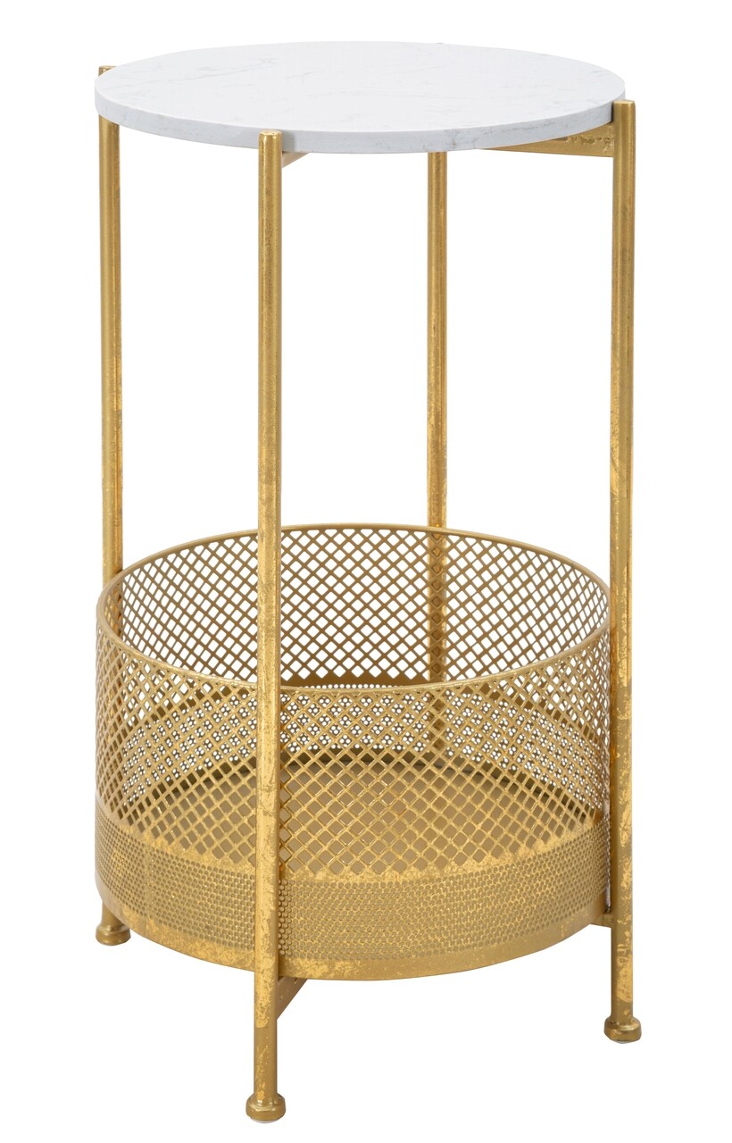 Masuta de cafea Basket, Mauro Ferretti, Ø 35x62 cm, fier, auriu