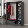 Dulap pentru haine, Minerva, Kale Anthracite Black, 135x210x52 cm, PAL, Antracit / Negru