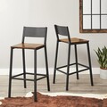 Set 2 scaune de bar, Vasagle, 50.7x43.1x97.2 cm, PAL/otel, max 130 kg, maro rustic