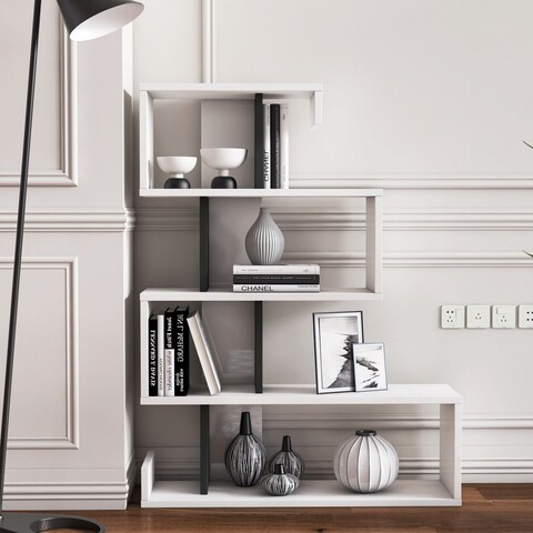 Corp biblioteca, minima, longway, 80x100x22 cm, alb / antracit