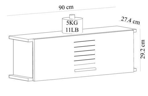 Raft de perete, Olivia, Rafdawn, 90x29.2x27.4 cm, PAL , Stejar safir / Antracit / Alb