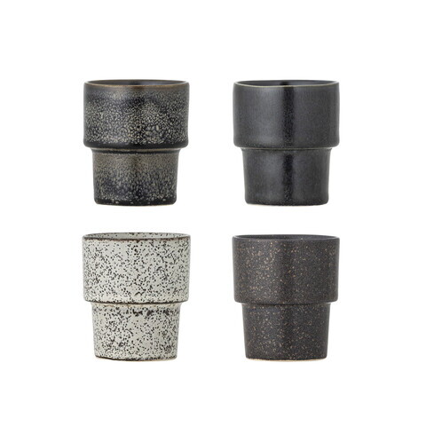 Set 4 cesti espresso, Bloomingville, Ewan Dark, 6x6.5 cm, 75 ml, ceramica, multicolor