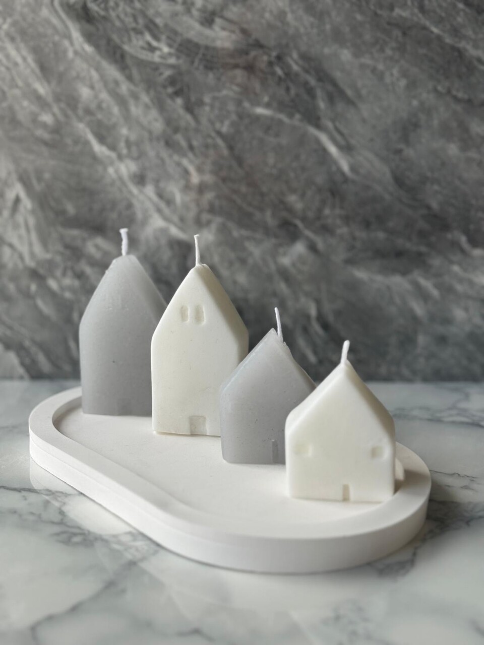 Set de lumanari, Glamour Candle 36ST, Beton, Alb - view 2