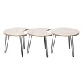 Set 3 masute Combined, InArt, 45 x 45 x 36 cm, fier/lemn de paulownia
