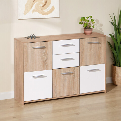 Comoda Elvezia, Inter Link, 114x30x77 cm, PAL/MDF, sonoma/alb