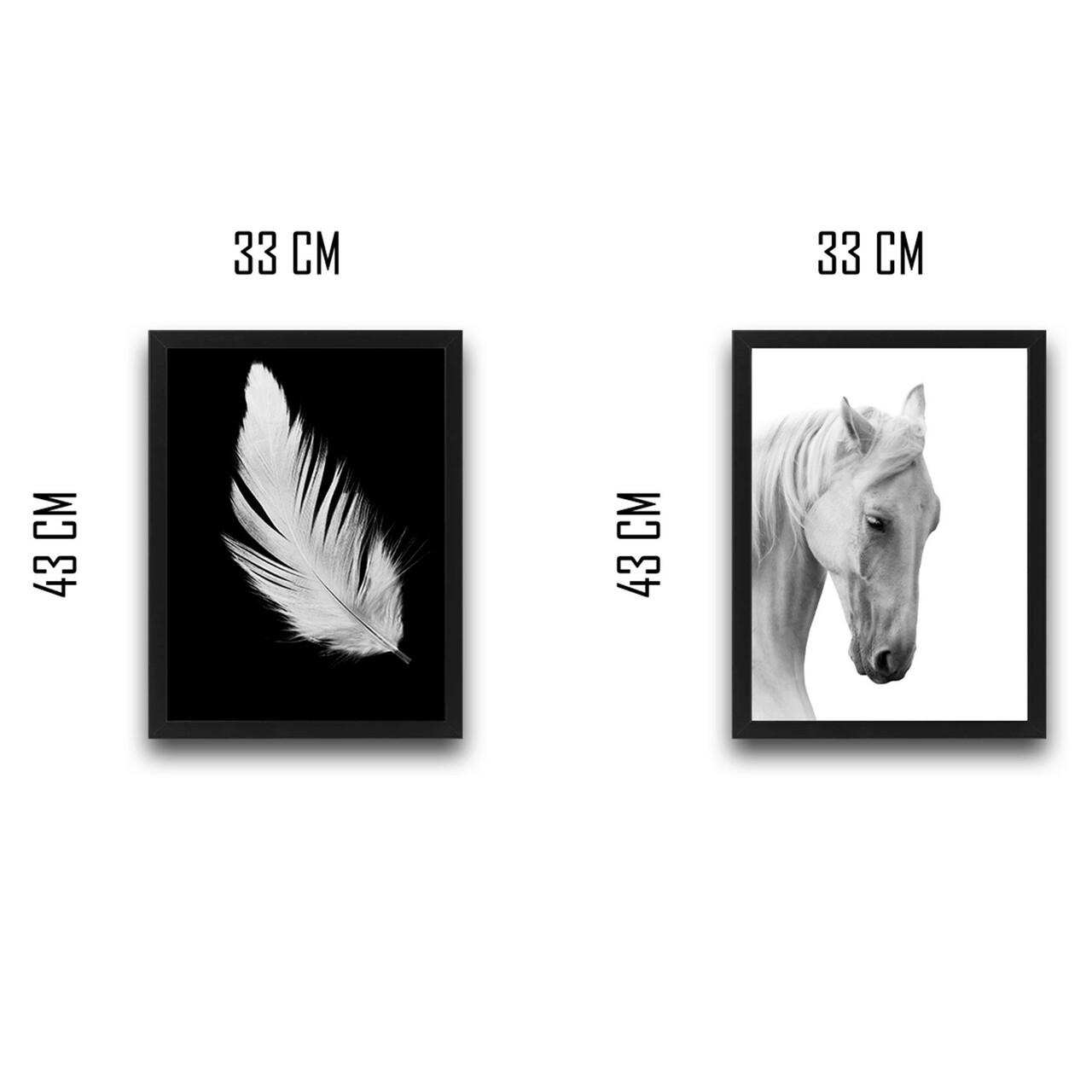 Set 2 tablouri decorative, White Feather Horse Set, PAL, Hartie, Multicolor