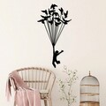 Decoratiune de perete, Flying Boy 3, Metal, Dimensiune: 45 x 85 cm, Negru