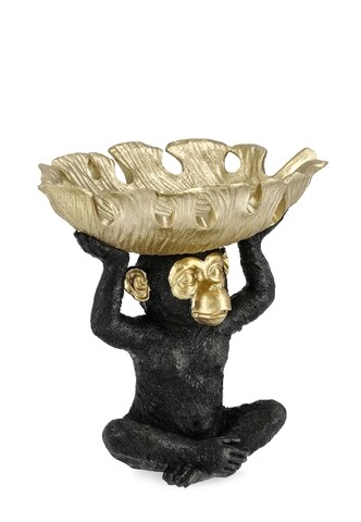 Decoratiune mira, bizzotto, 25.2 x 21 x 24 cm, polirasina, negru/auriu