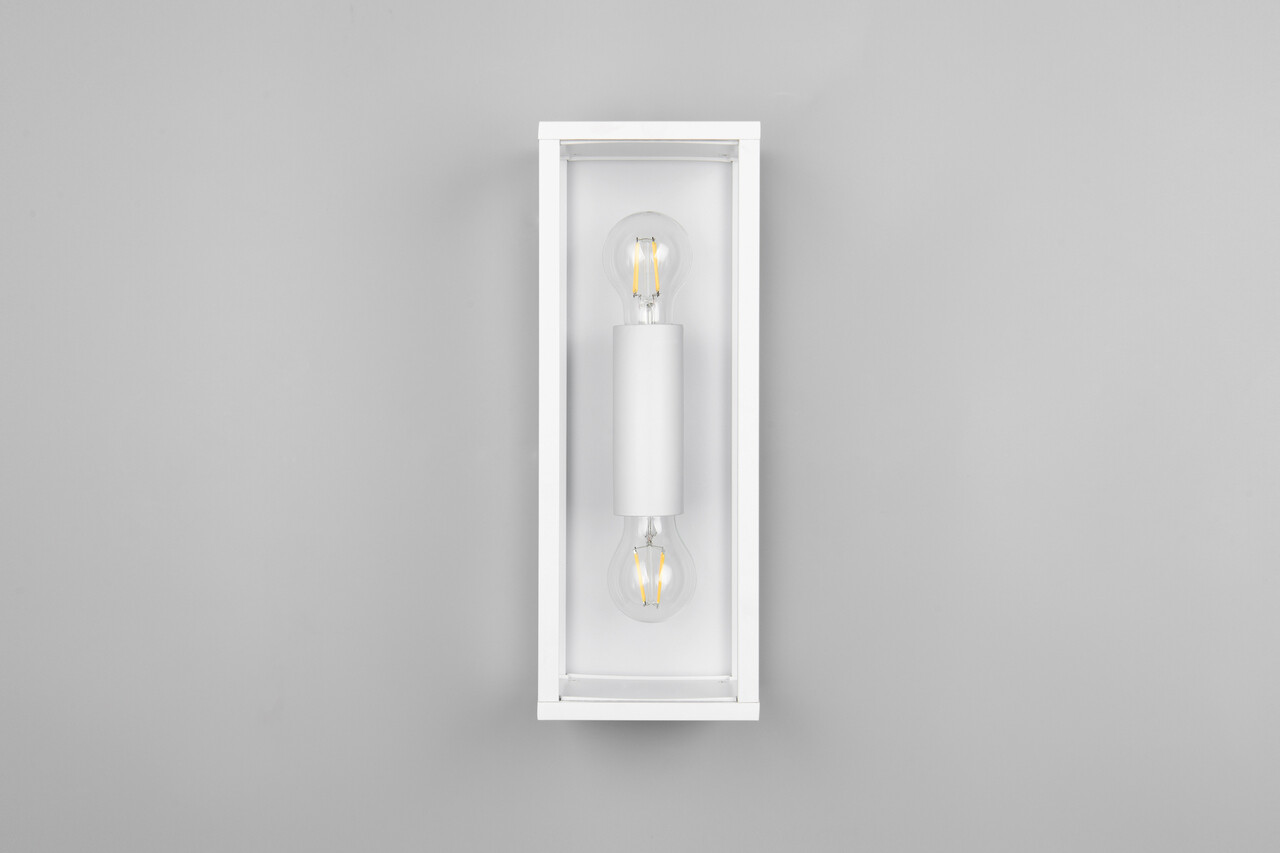Aplica de perete pentru exterior Garonne, TRIO, 14x13.5x38 cm, 10W, 2x E27, aluminiu, alb mat