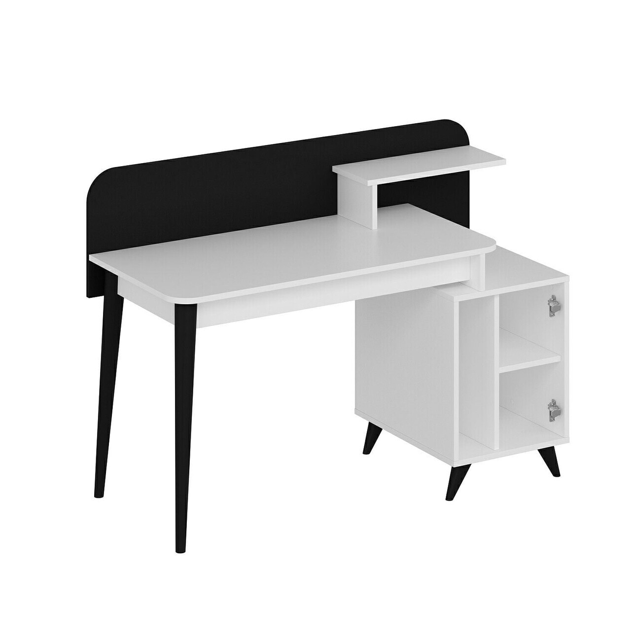 Birou, Hanah Home, Olirya, 145x103x60 cm, Coș adânc / Negru — imaginea 5