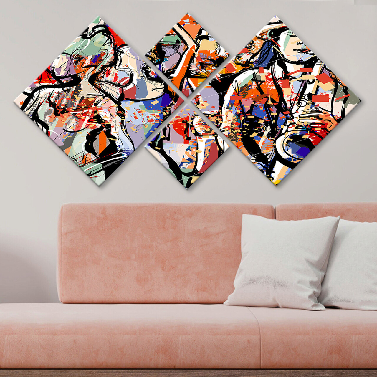 Set 4 tablouri decorative, 4MDF1720847380, MDF, Imprimat UV, Multicolor