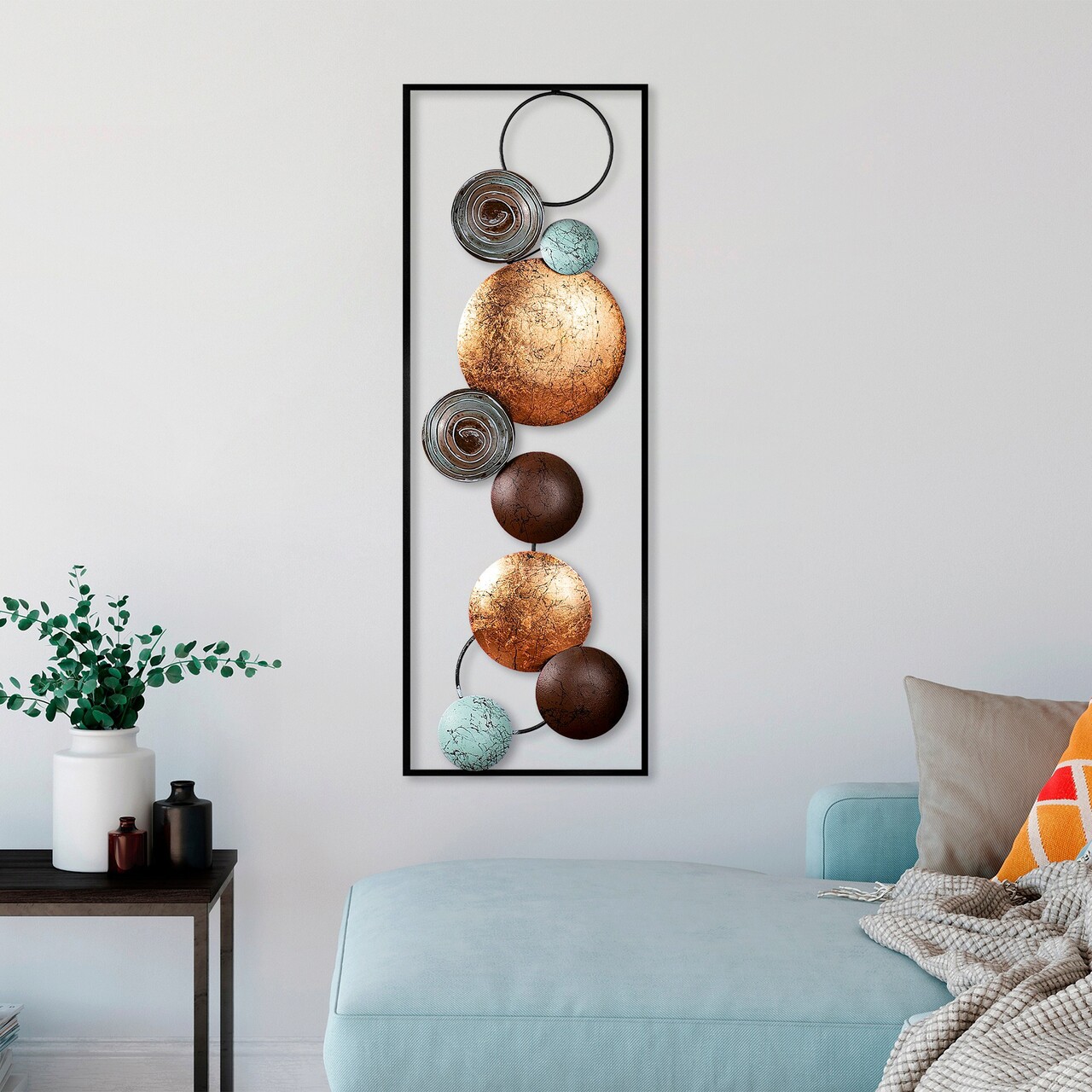 Decoratiune de perete, Textured, Metal, 90 x 32 x 4 cm, Multicolor - 2 | YEO