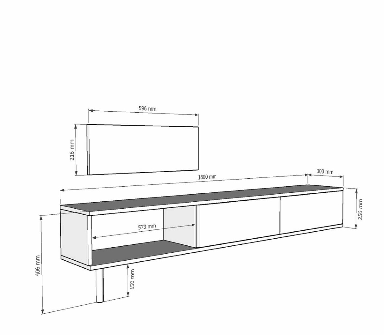 Comoda TV, Hanah Home, Ilay, 180x41x30 cm, Alb/Auriu — imaginea 8