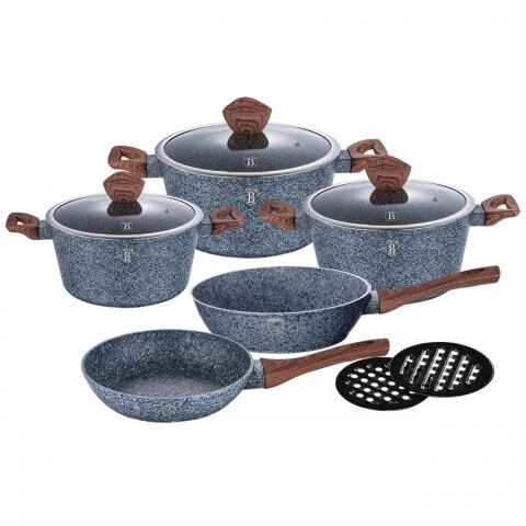 Set oale și tigăi din aluminiu forjat și marmură, 10 piese, Berlinger Haus, Forest Line