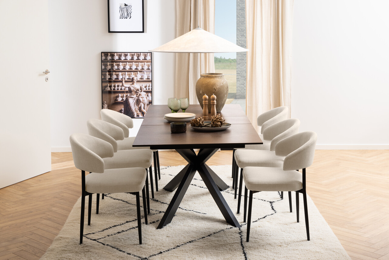 Scaun Edina, Actona, 56x55x77 cm, tesatura structurata/otel, bej - view 7