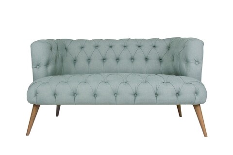 Canapea fixa West Monroe, Zeon, 2 locuri, 140x75x76 cm, lemn, albastru 140x75x76