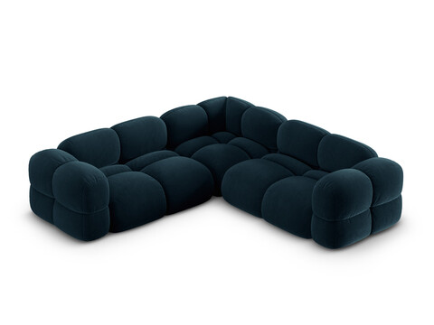 Coltar simetric 4 locuri, Loretto, Cosmopolitan Design, 250x250x68 cm, catifea, albastru petrol inchis