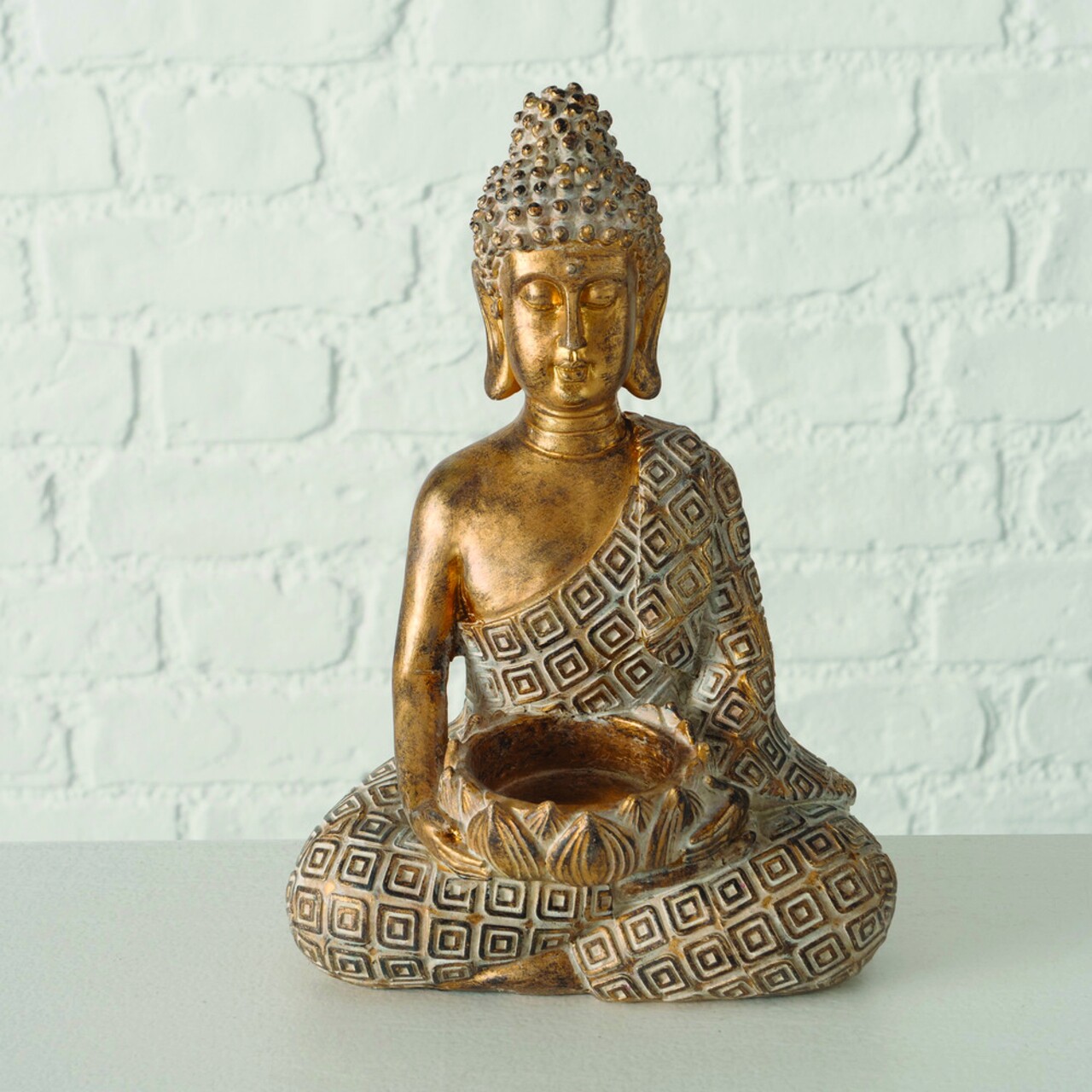 Suport Pentru Lumanari Buddha Makia V2, Boltze, 14x10x21 Cm, Polirasina