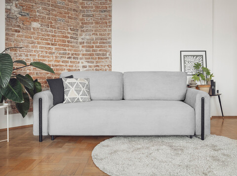 Canapea extensibila 3 locuri, ELTAP, SO-ARC-BL-03JAR, Arcadova, 244x97x97 cm, lemn/poliester, gri/negru